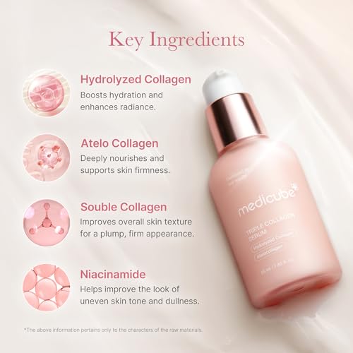 medicube Triple Collagen Nourish and Hydrate Duo: Triple Collagen Cream and Triple Collagen Serum | Niacinamide, Hyaluronic Acid for Glowing, Fimer-Looking Skin | Korean Skin Care, Valentines Day Gift