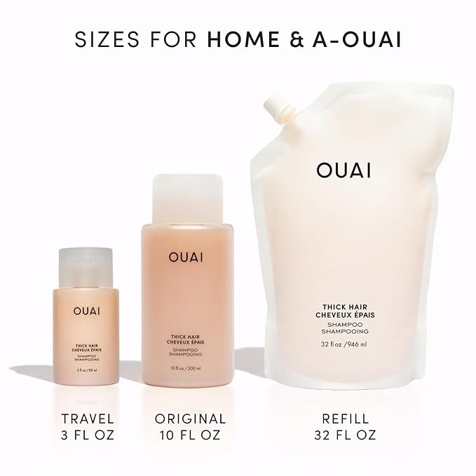 OUAI Thick Shampoo Refill - Moisturizing Shampoo with Keratin, Marshmallow Root, Shea Butter & Avocado Oil for Thick Hair - Strengthens & Hydrates - Paraben, Phthalate & Sulfate Free (32 Fl Oz)