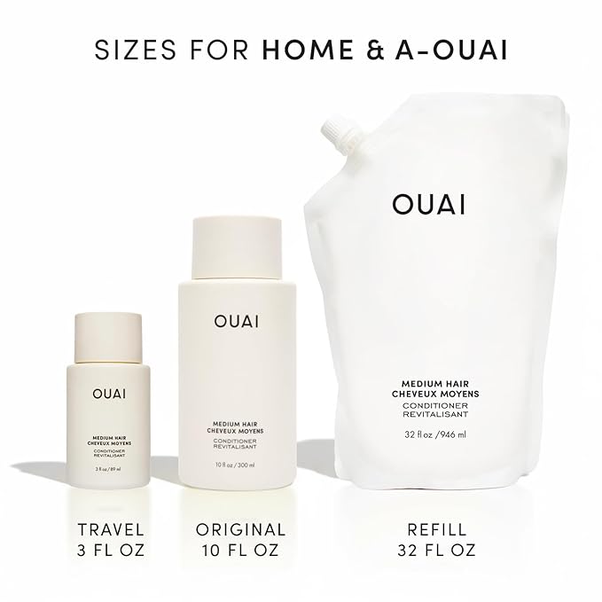 OUAI Medium Conditioner Refill - Hydrating Hair Conditioner with Coconut Oil, Babassu Oil, and Keratin - Strengthens, Repairs and Adds Shine - Paraben and Phthalate Free Hair Care Products (32 Oz)