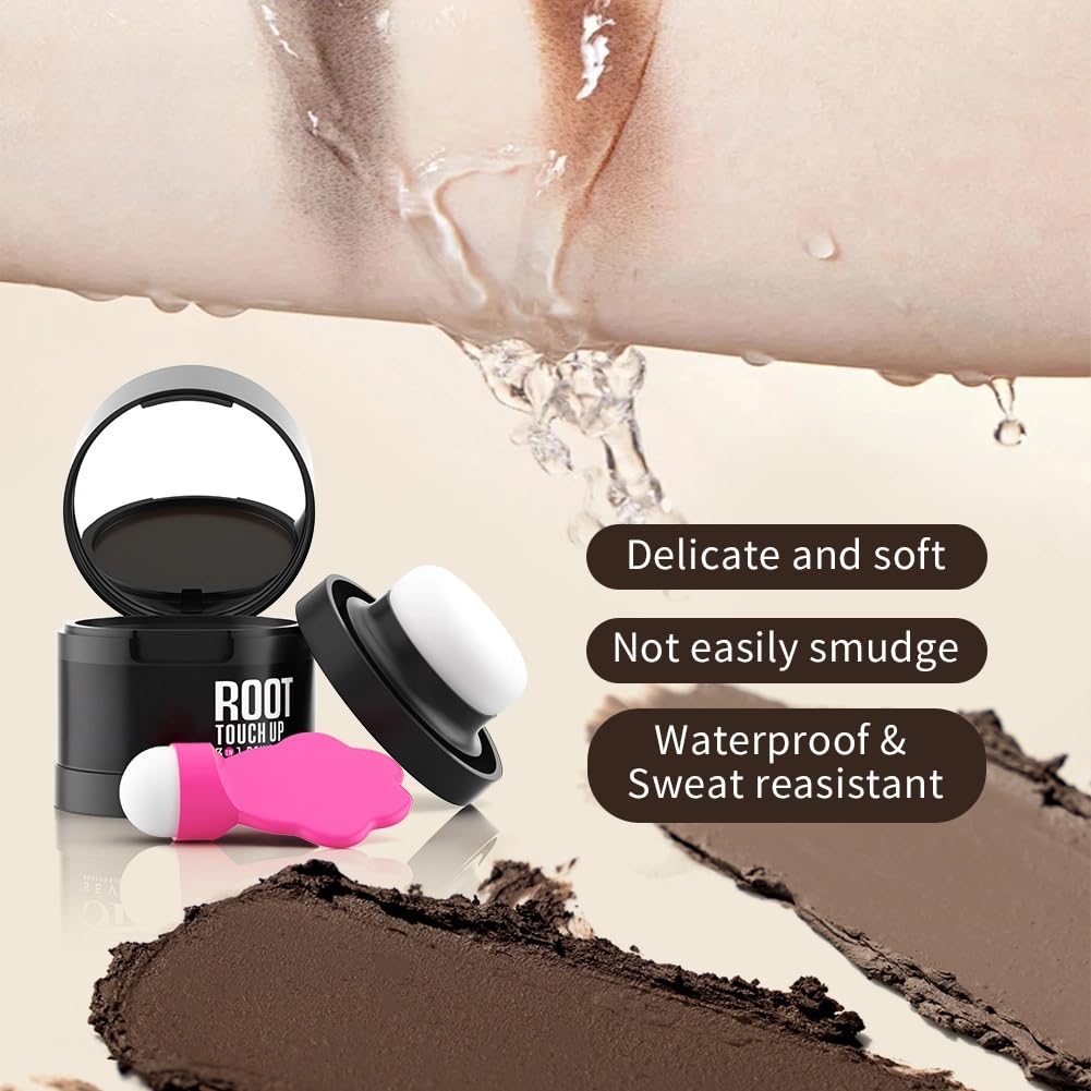 Gowwim Hairline Powder 2.0, Waterproof and Sweatproof Root Touch up Hair Color Temporary Grey Hair Coverage Touch up Hairline Powder for Women & Men Dark Brown