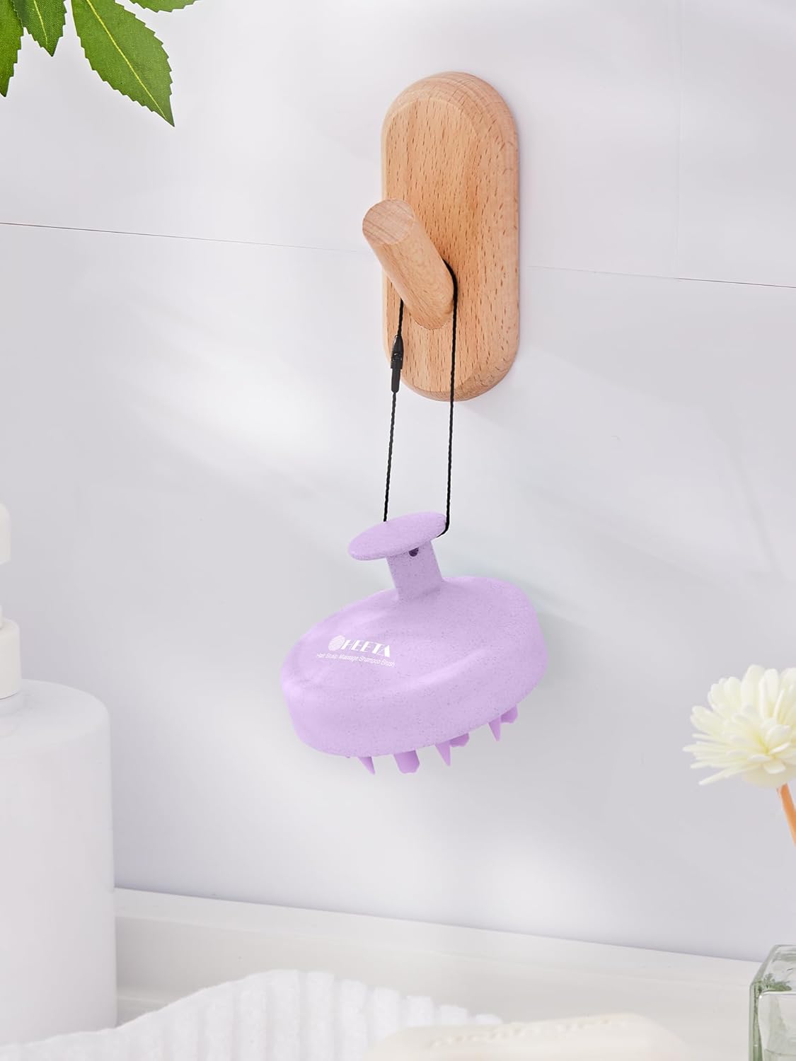 HEETA Hair Scalp Massager for Hair Growth, Shampoo Brush, Scalp Scrubber Exfoliator with Soft Silicone Bristles for Dandruff Removal to Relieve Stress, Wet Dry Use Updated Material, Purple