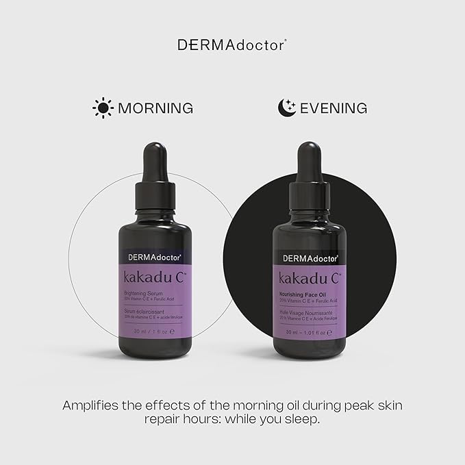 DERMAdoctor Vitamin C Oil for Face – Night Toner, Hydrating 20% Vitamin C Face Oil for Women Anti Aging with Vitamin E, Ferulic Acid & Marula Oils, Dermatologist Formulated, 1 Oz