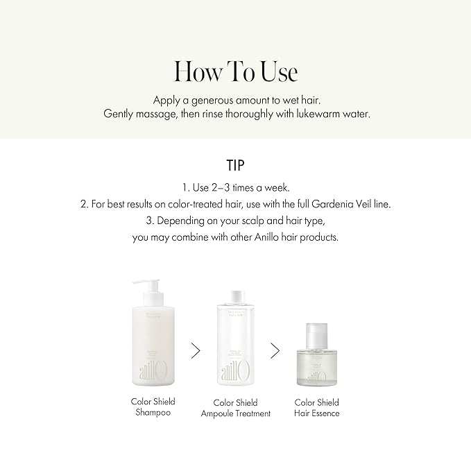 ANILLO Gardenia Veil Color Shield Ampoule Treatment – Shine-Boosting Hair Mask for Color-Treated Hair – Protein & Amino Acid Complex, Daily Use, Silicone-Free, 200 ml / 6.76 fl oz