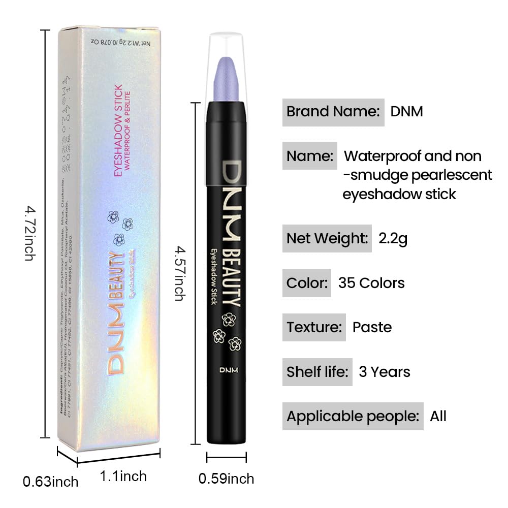 evpct Blue Shimmer Cream Eye Shadow Brightener Sticks Set for Eyes, Blue Shimmery Pencil Eye shadow Applicator Stick Pen Palette Makeup Waterproof sombras en crema para ojos 32#