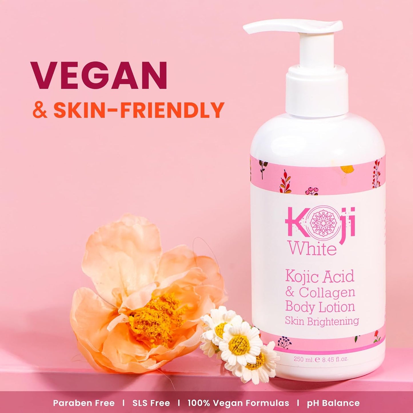 Koji White Kojic Acid & Collagen Body Lotion, Women Gifts Set for Skin Brightening with Arbutin, Glowing Skin, Moisturizer & Radiant Complexion, Uneven Skin Tone - Vegan, 8.45 Fl Oz (2 Packs)