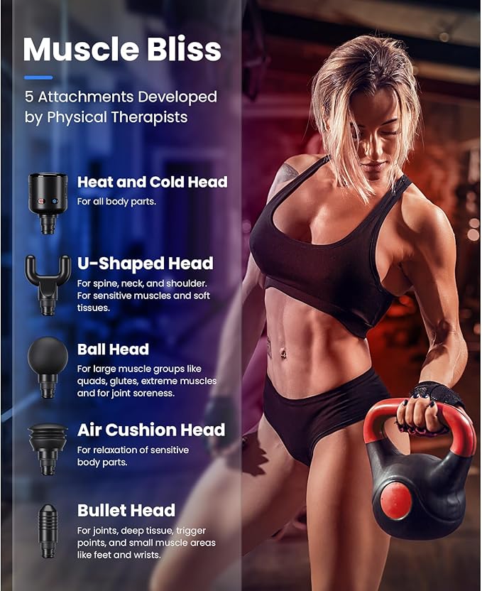 BOB AND BRAD T2 Pro Massage Gun with Heat and Cold, Deep Tissue Percussion Massager Gun for Pain Relief, Muscle Massager, HSA Electric Back Massagers for Professional Athletes FSA Eligible