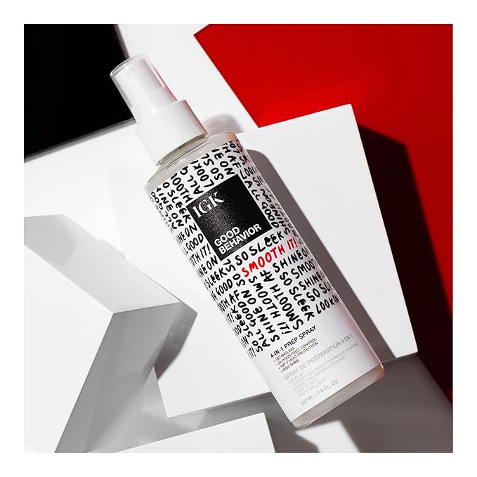 IGK GOOD BEHAVIOR 4-in-1 Prep Spray | Leave In + Detangle + Heat Protectant | Vegan + Cruelty Free | 7 Oz (Pack of 2)