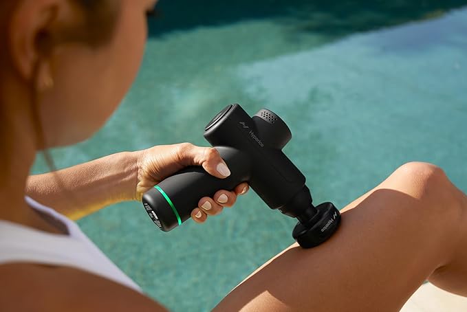 Hyperice Hypervolt Go 2 - Black - Featuring Quiet Glide Technology - Handheld Percussion Massage Gun - 3 Speeds, 2 Interchangeable Heads - Helps Relieve Sore Muscles and Stiffness