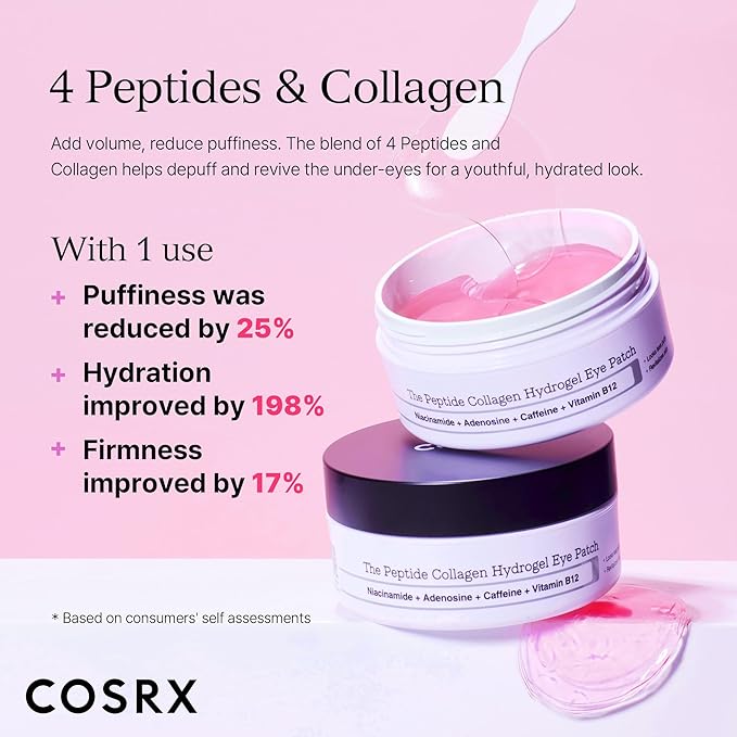 COSRX Peptide Skin Care Set - 6X Booster Toner Serum + Collagen Hydrogel Eye Patch, Korean Skin Care