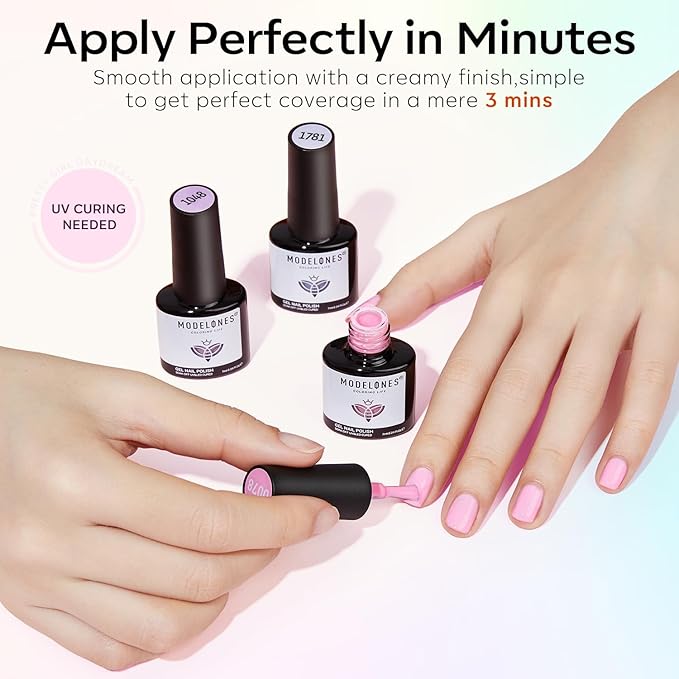 modelones 32 PCS Spring Gel Nail Polish Set, 28 Colors Pastel Gel Polish with No Wipe Base Coat, Glitter & Glossy & Matte Top Coat Maracon Colors Soak Off LED Nail Art Kit