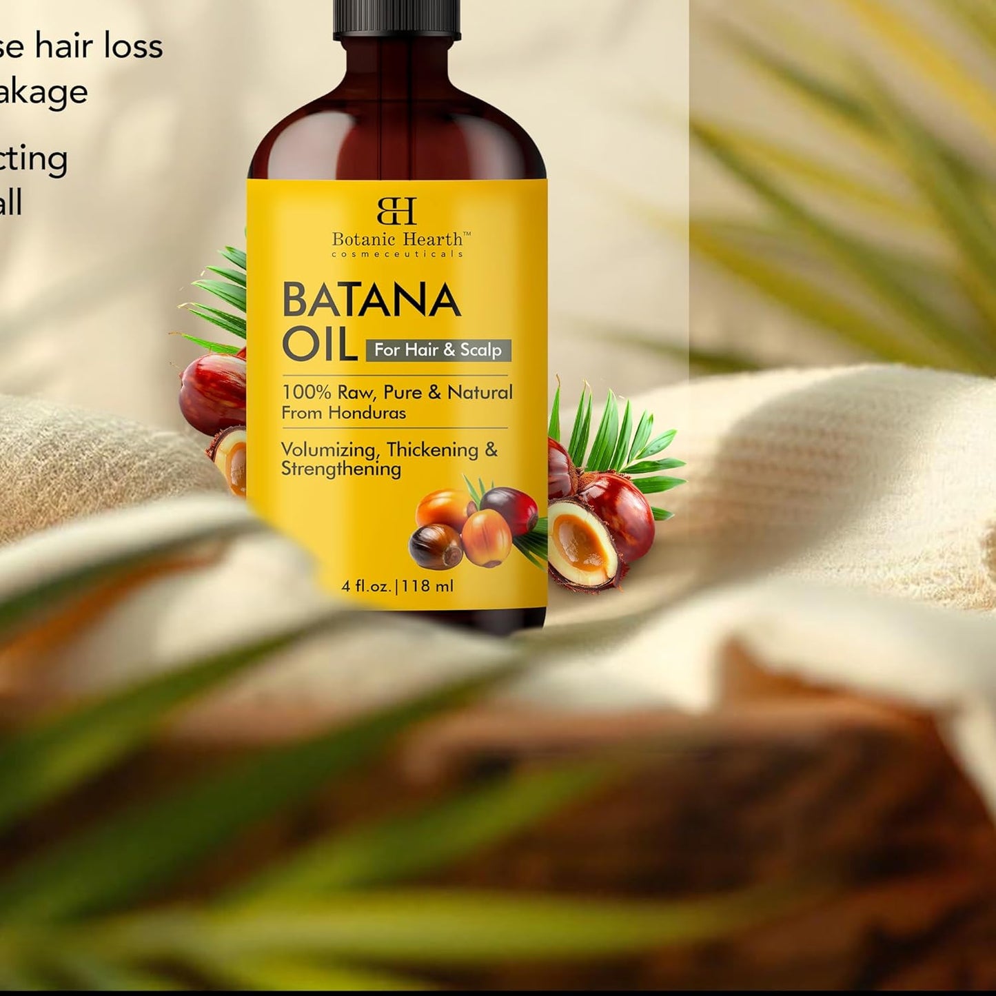 Botanic Hearth 100% Pure Batana Oil for Hair Growth- Weightless(Glass bottle 4 fl oz-Pack of 2) from Honduras|Hair Oil Repairs Dry Damaged Hair, Strengthening, Healthier Hair- Hair Tonic