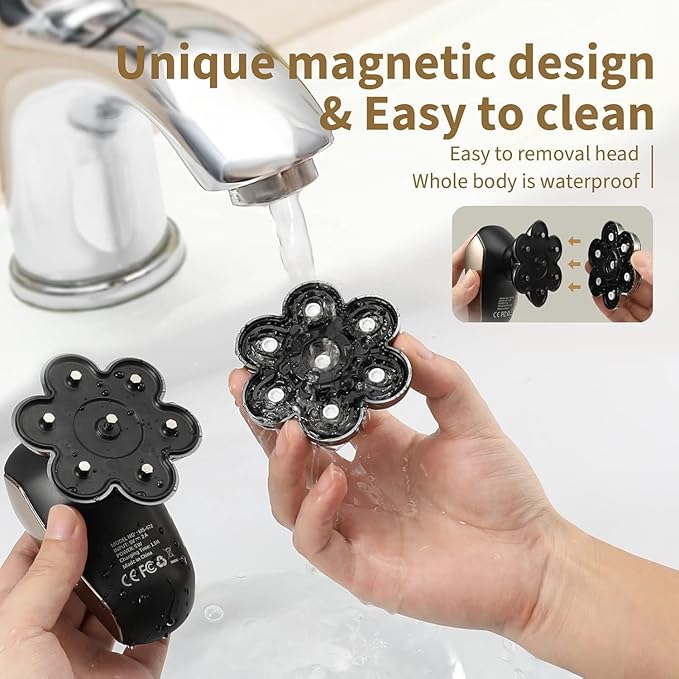 SHPAVVER Head Shavers for Bald Men: 5-in-1 Upgraded Electric Razor - IPX7 Waterproof Shaving Grooming Kit for Balder - Turbo Speed & Precision Blades (Deep Gold)