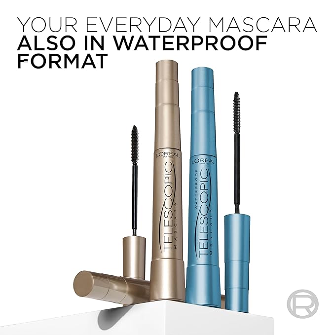 L’Oreal Paris Makeup Original Telescopic Mascara, Separating Mascara Volume and Length Formula, Washable, Black, 0.27 Fl Oz., 1 Count