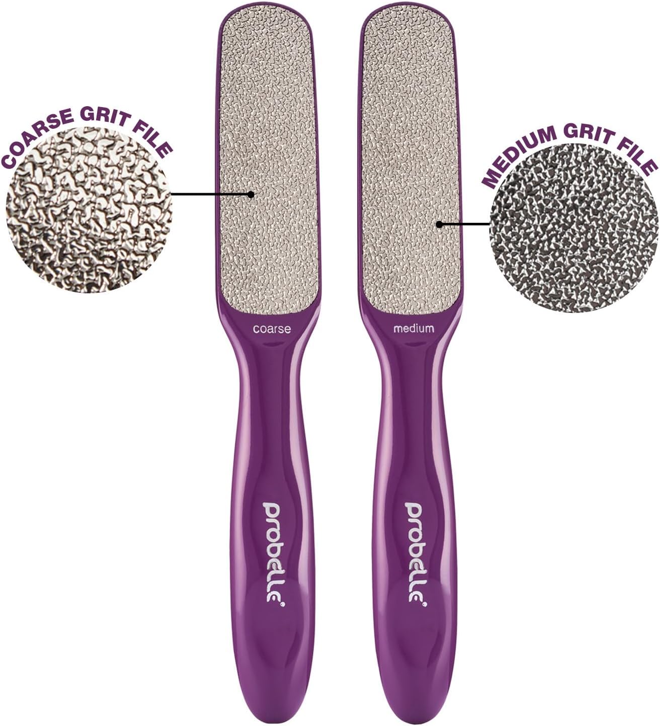 Probelle Double Sided Multidirectional Nickel Foot File Callus Remover - Immediately Reduces calluses and Corns to Powder for Instant Results, Safe Tool (Purple)