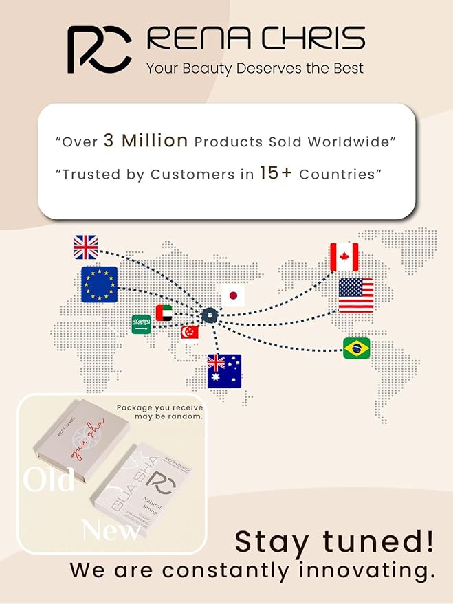 Rena Chris Gua Sha Facial Tools: Natural Terahertz Guasha Tool for Face Acupuncture Therapy, Facial Massager for Jawline Sculpting and Puffiness Reducing (Silver-Gray)