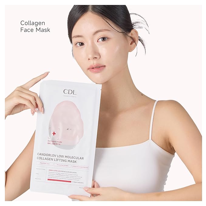 Overnight Collagen Lifting Face Mask 5 Sheets, Korean Face Lifting Deep Hydrogel Mask for Glass Skin, Anti-Aging with PDRN, Hyaluronic Acid for Elasticity, Firmness