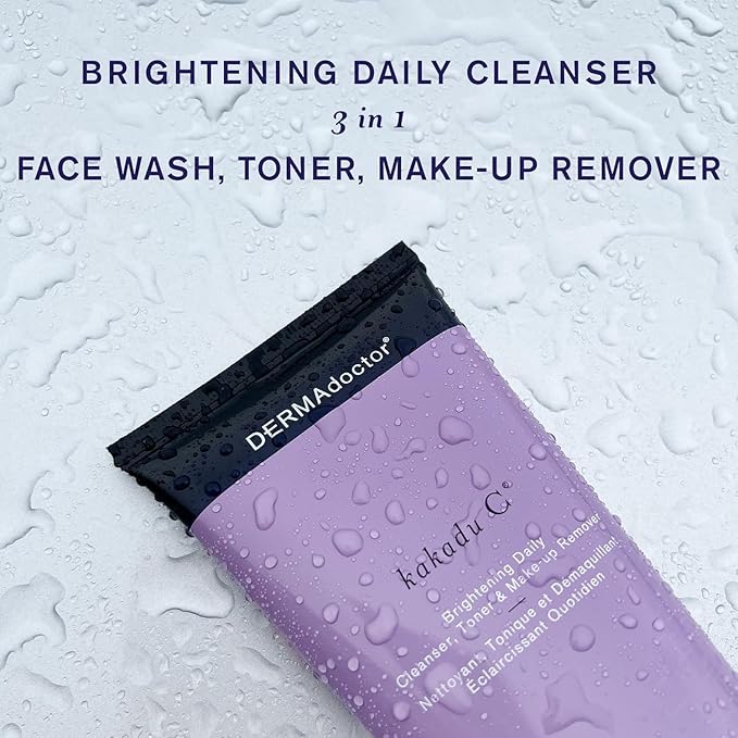 DERMAdoctor Vitamin C Face Wash – Daily 3-in-1 Vitamin C Cleanser & Makeup Remover Face Wash That Tones, Clears Pores, Lifts Oil, and Removes Sunscreen & Pollutants with Potent Kakadu Plum – 2.37 oz