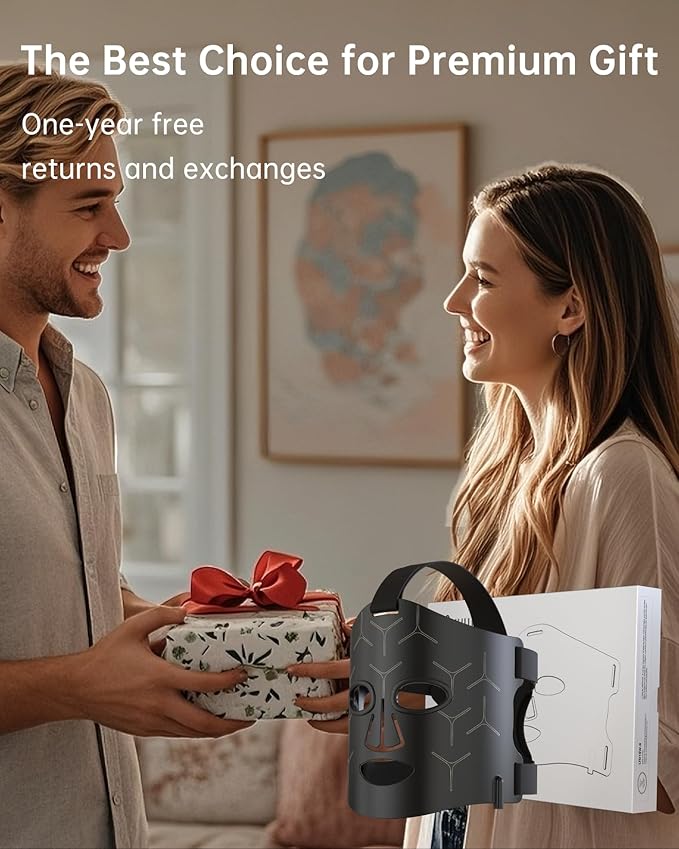 Infrared Red Light Therapy Mask: High Energy Skincare Device for Glowing Skin – Ultra-Thin 1.8mm 4.6oz, 830nm 633nm 590nm, Cordless Red Light Therapy for Face Luxury Gift - Generation II updated