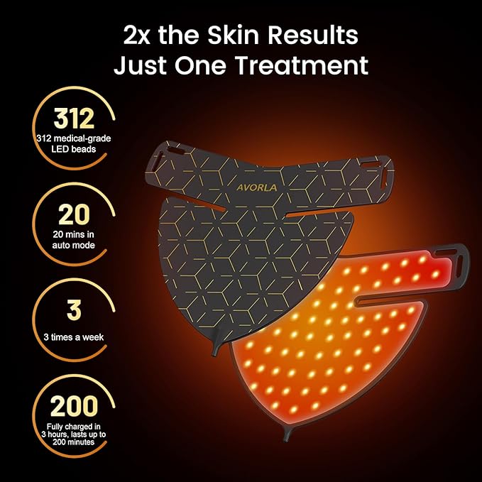 LED face Mask, Skin Light Therapy Mask, Infrared Light Treatment, Photon Mask, Portable Facial Skincare for Home and Travel