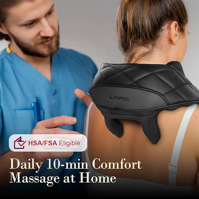 Cordless Neck Massager FSA Eligible HSA Store, Upgarded Deep Tissue Kneading Shoulder Massager with Heat, Electric Shiatsu Massager Pillow for Neck and Shoulder, Gifts for him her