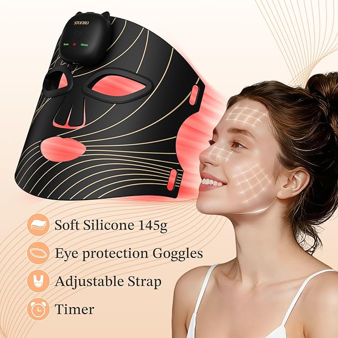 FDA-Cleared 850nm Red Light Therapy Mask for Face with Eye Protection, Christmas Birthday Mother’s Day Gifts for Women, Home Beauty Device
