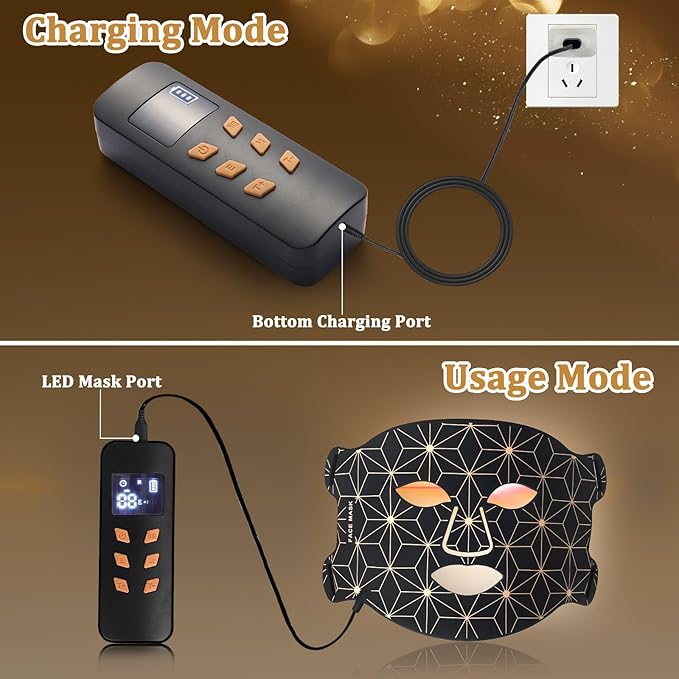 Red Light Therapy for Face, 8 Colors LED Face Mask Light Therapy with 850NM Near-Infrared, 3000 mAh Rechargeable Red Light Therapy Mask, Skin Care Device at Home and Travel for Skin Rejuvenation