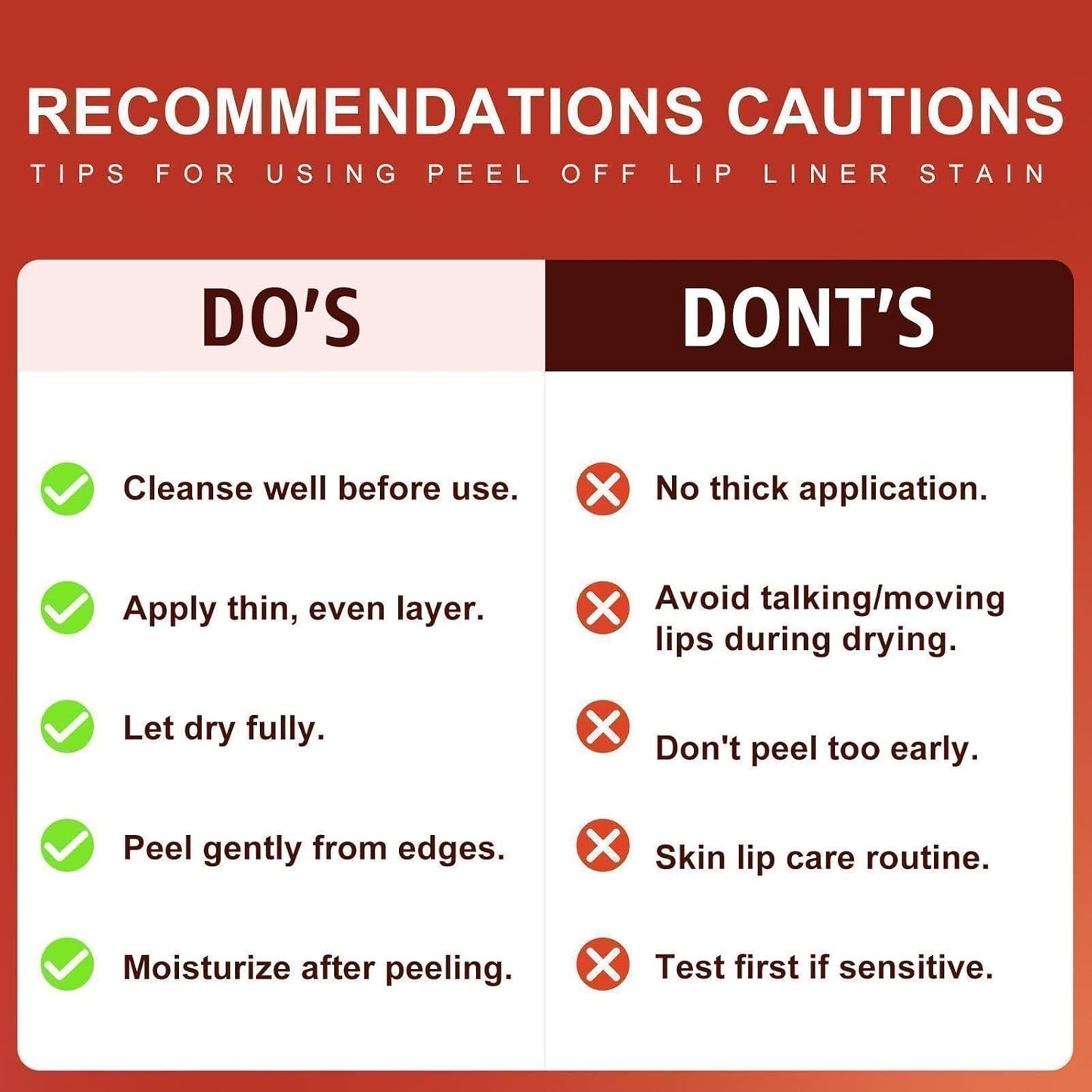 Lip Stain Peel Off - Lip Liner Waterproof, Lip Liner Stain Transfer Proof & Plumping, Moisturizing Non-Stick Cup Matte Finish Stay On All Day, Rose Color