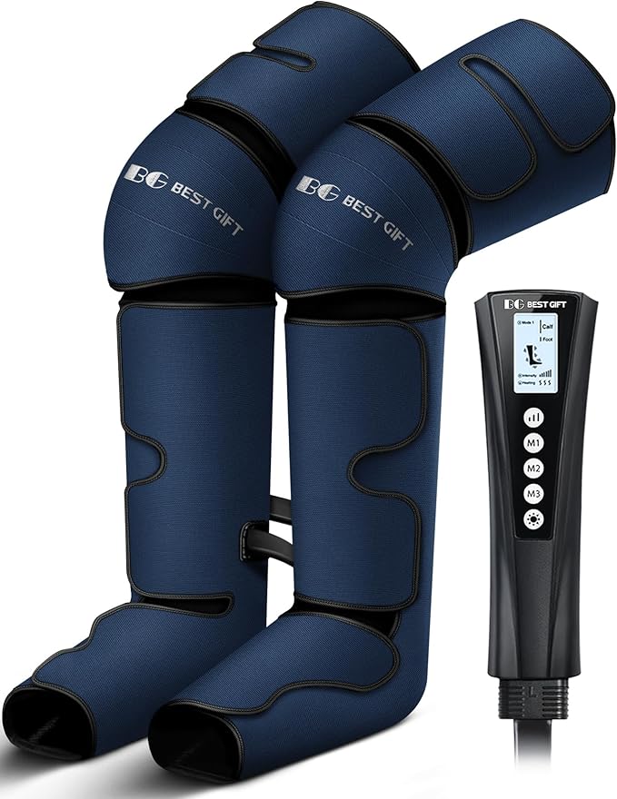 Gifts for Dad Mom Men Women Christmas Mothers Day, Fathers Day, Air Compression Massager with Heat for Foot, Leg, Calf, Thigh, Knee, Helpful for Vericose Veins, Muscle Fatigue, Cramps, Swelling, Edema