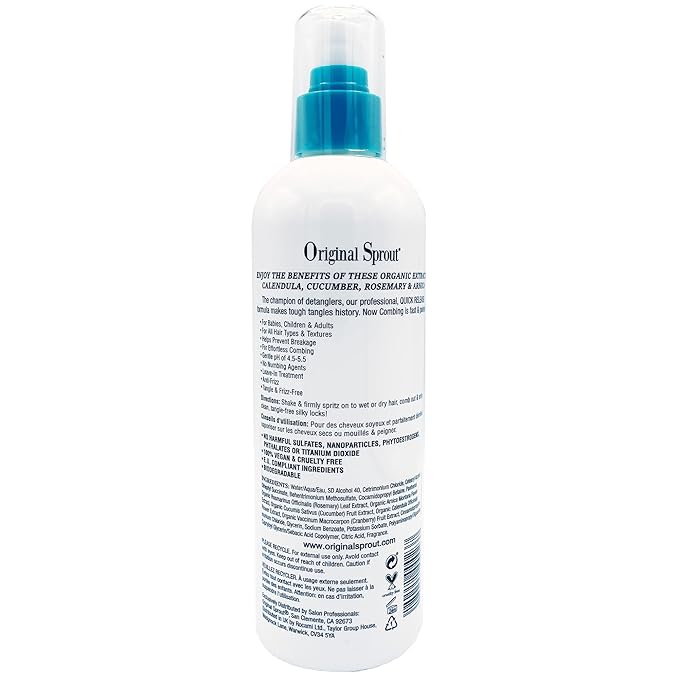 Original Sprout Miracle Detangler Spray, Lightweight Non-Greasy Leave-In Conditioner Spray for All Hair Types, Smooths, Softens & Detangles, Vegan, Cruelty-Free, Safe for Kids & Adults, 12 fl oz