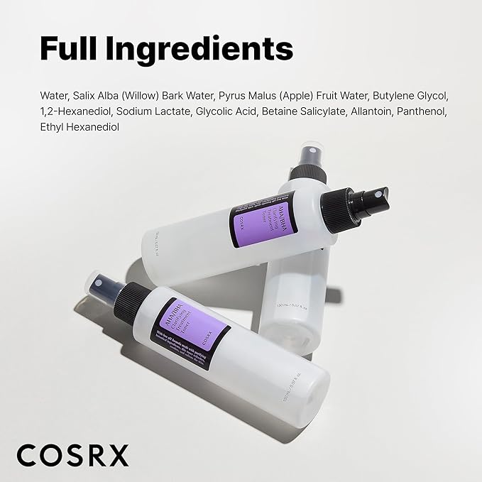 COSRX AHA/BHA Treatment Toner 5.07 fl.oz/ 150ml, Facial Exfoliating Spray for Whiteheads, Pores, & Uneven Skin, Korean Toner, Not Tested on Animals, Korean Skin Care