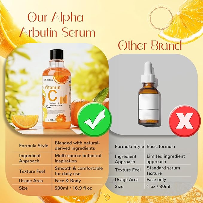 Facial Vitamin C Treatment 500ml – Korean Collagen-Infused Oil Serum with Vitamin E – Gentle Daily Skincare Solution Designed for Smooth Radiant-Looking Skin Across All Skin Types