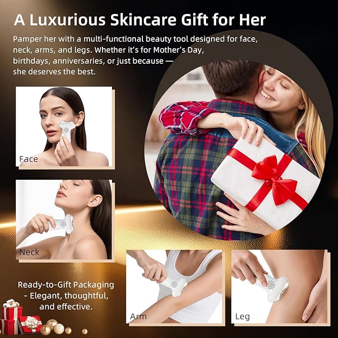 Red Light for Face & Neck Beauty Massager, 7-in-1 LED Gua Sha Sculptor, Microcurrent, Vibration for Face Neck Eye Lifting, Wrinkles, Puffiness, Firming Puffiness & Firming Skincare Tool