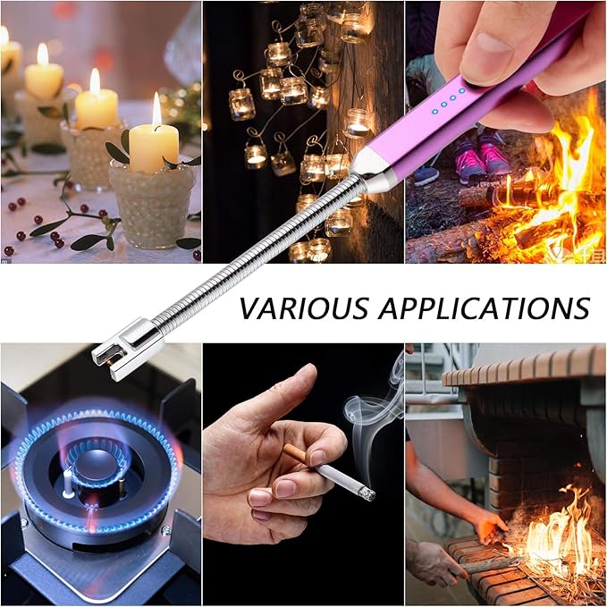 MEIRUBY Electric Candle Lighter, Birthday Christmas Stocking Stuffers Gifts for Women Mom Men Wife Sister, USB Arc Rechargeable Windproof Long Lighter for Candle BBQ Housewarming Gift Idals
