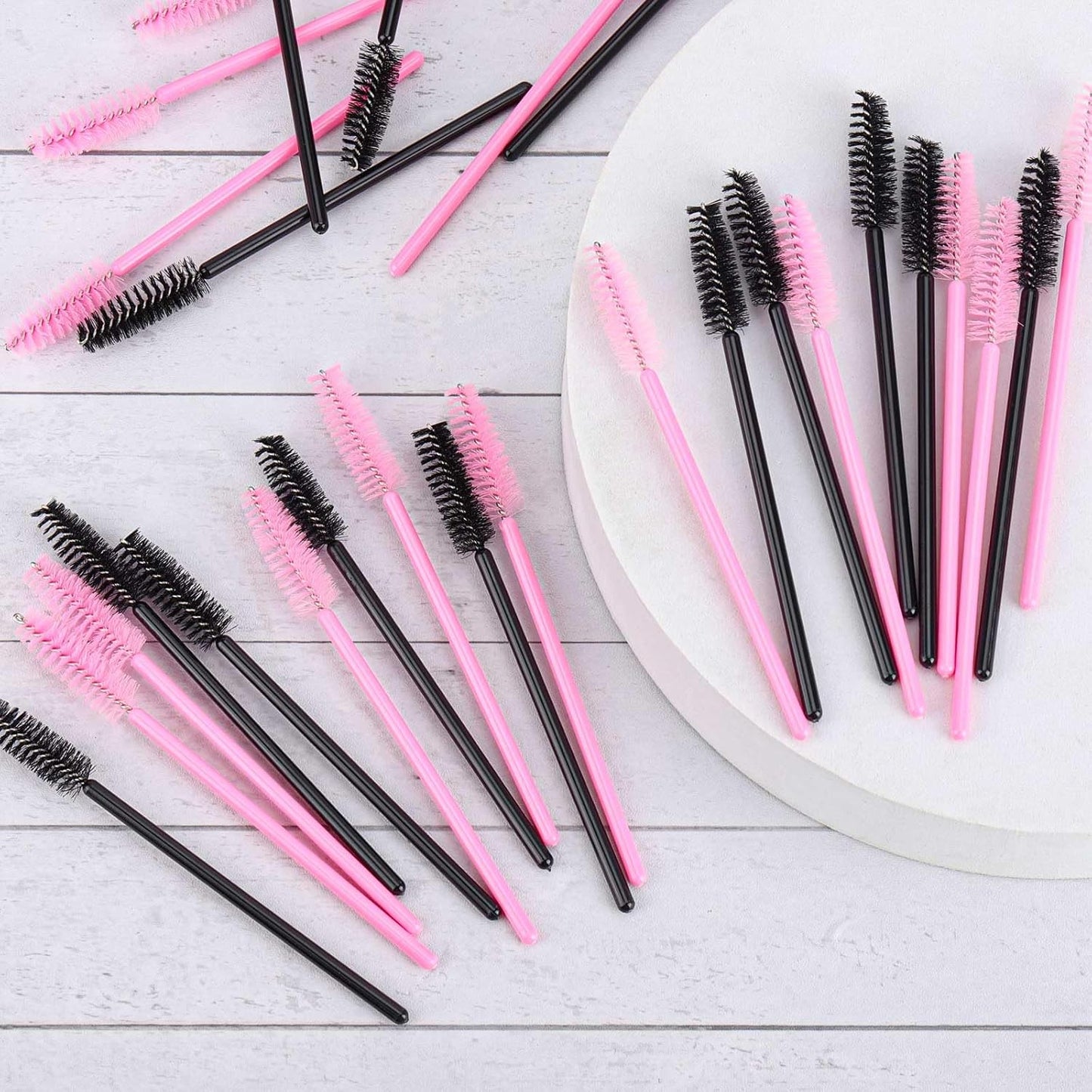 1000 Disposable Mascara Wands Eyelash Brushes Spoolies for Eyebrow Eye Lash Extension Black and Pink