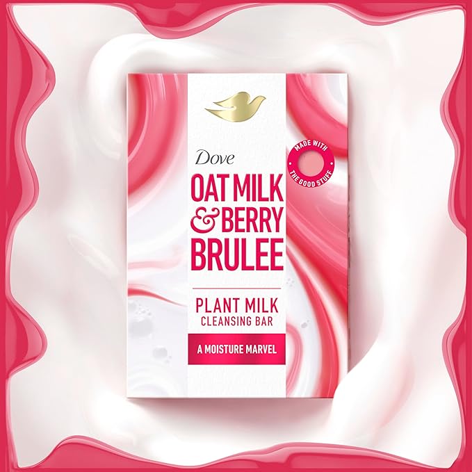 Dove Plant Milk Cleansing Bar Soap Variety Pack 4 for Moisturized Skin, with Gentle Cleansers, No Sulfate Cleansers or Parabens, 98% Biodegradable Formula, 5 oz