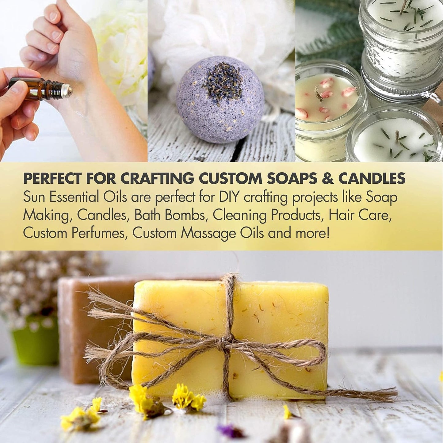 Sun Essential Oil - Lavender Essential Oil 4 oz (118 ml) with Dropper for Diffuser, Humidifier, Skin, Aromatherapy Massage, Scented for Soap & Candle Making at Home, Calming Aroma for Sleep