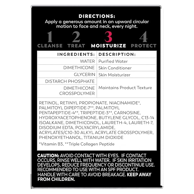 Olay Retinol Night Cream for Women, MAX, Anti-Aging Face Mousturizer, Fragrance-Free, Non Greasy - Anti-Wrinkle, Smooth Fine Lines, Hydrating Skin Care - Triple Collagen Cream, Niacinamide, 1.7oz