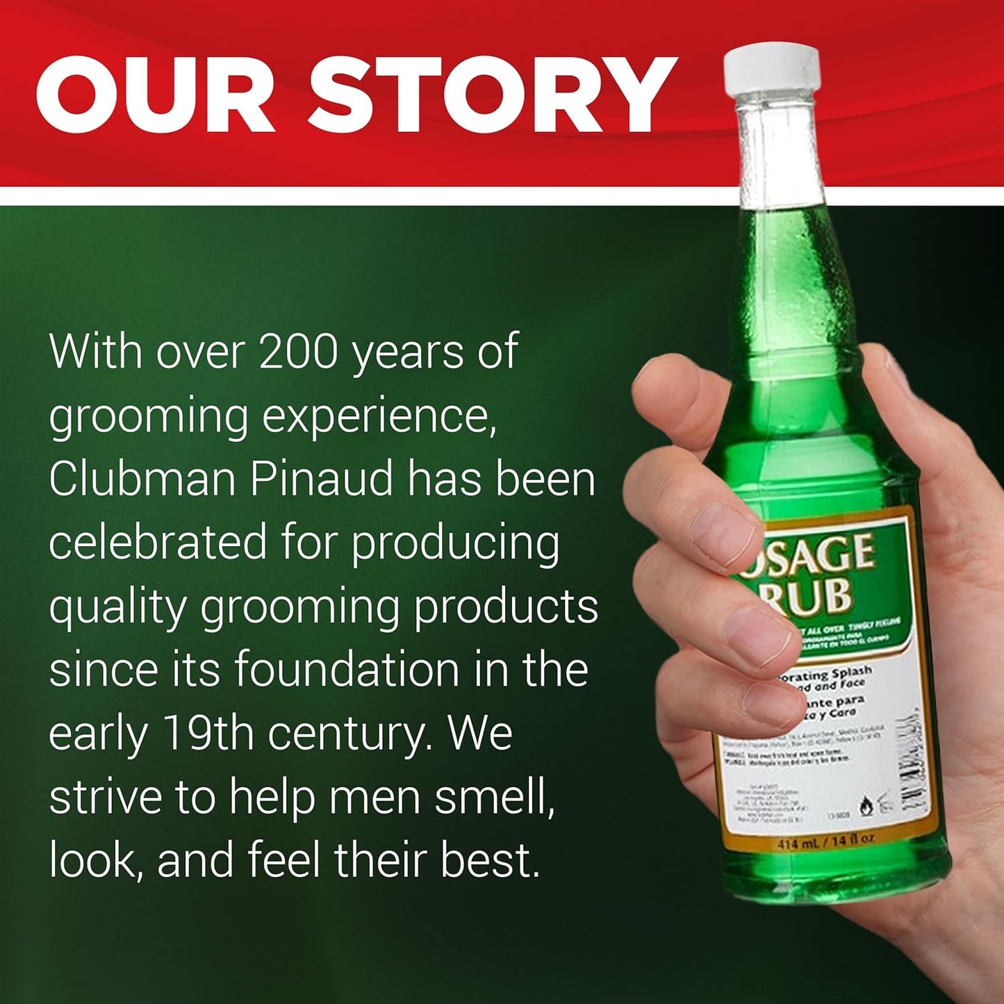 Clubman Jeris Osage Rub Professional Size - 14 fl oz Hair Tonic for Men, Refreshing and Invigorating Experience, Perfect for Men's Grooming Needs