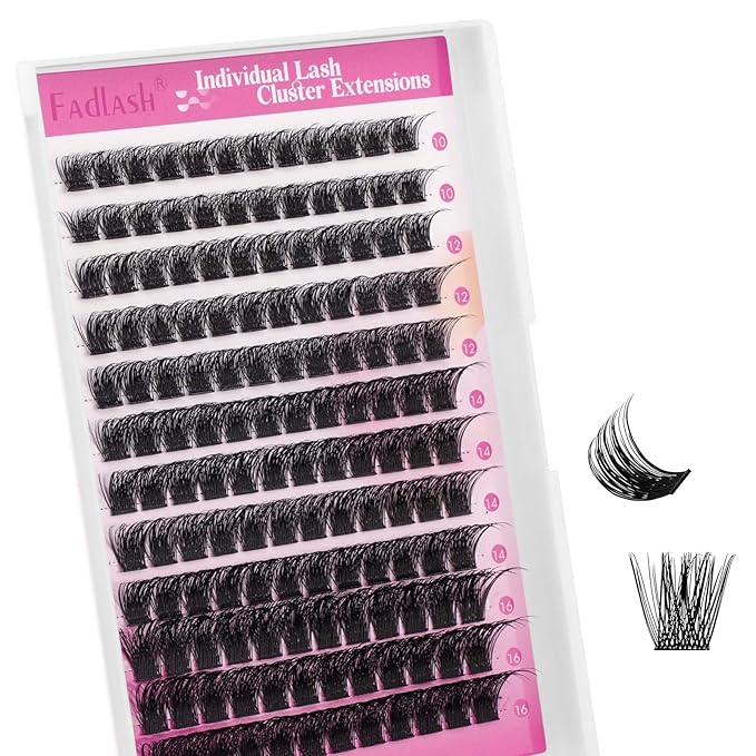Lash Clusters 10-16mm 144pcs Mixed Tray Individual Lashes D Curl Individual Lashes Cluster Eyelash Extensions DIY Lash Extensions Eyelash Clusters Eyelash Extension Kit at Home (J02-0.07D, 10-16mm)