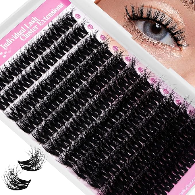 FADLASH Lash Clusters Eyelash Extensions 12-18mm Eyelash Clusters Individual Cluster Lashes D Curl DIY Lash Extension Clusters Volume (L01-Mix12-18)
