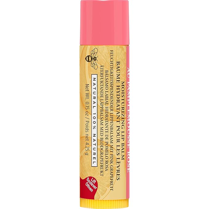 Burt's Bees Lip Balm - Pink Grapefruit, Lip Moisturizer With Responsibly Sourced Beeswax, Tint-Free, Natural Origin Conditioning Treatment, 2 Tubes, 0.15 oz. (Pack of 2)
