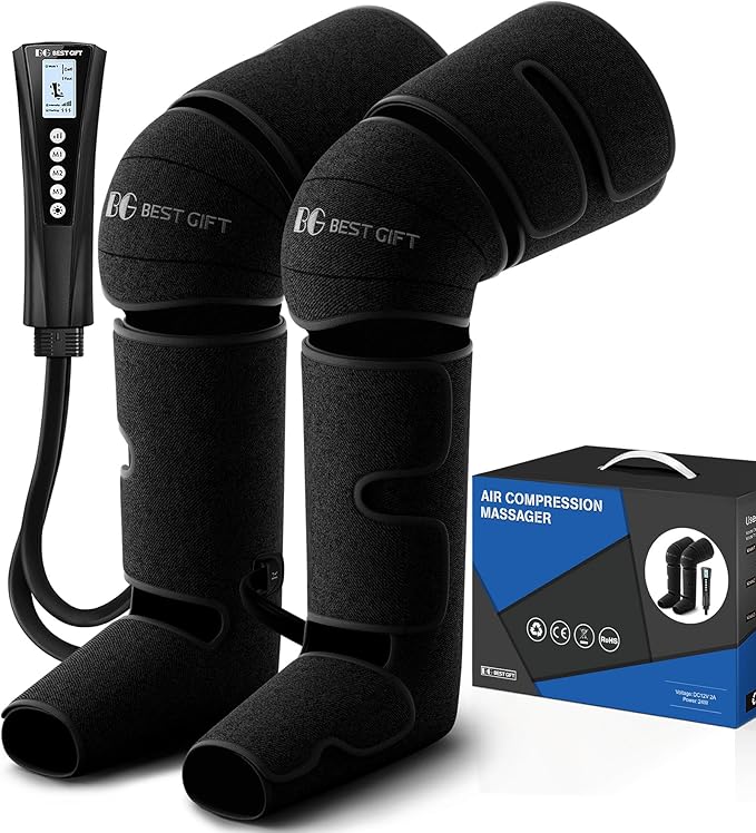 Christmas Gifts for Men Women Dad Mom, Mother's Day, Father's Day, Air Compression Massager with Heat for Foot, Leg, Calf, Thigh, Knee, Helpful for Varicose Veins,Muscle Fatigue, Cramps Swelling Edema