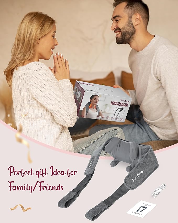 Cordless Neck Massager with Heat - FSA Eligible HSA Neck Shoulder Massager for Pain Relief Deep Tissue,6D Deep Kneading Shiatsu Back Massage, Gifts for Fathers Men Women