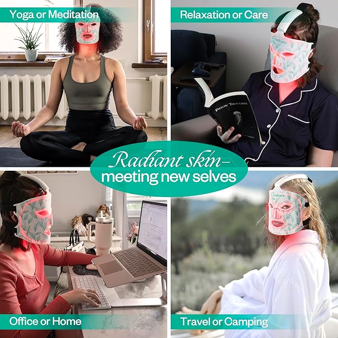 Red Light Therapy Mask Set for Face, 7 Colors Face Led Therapy Mask, Red Light for Facial Skincare at Home and Travel