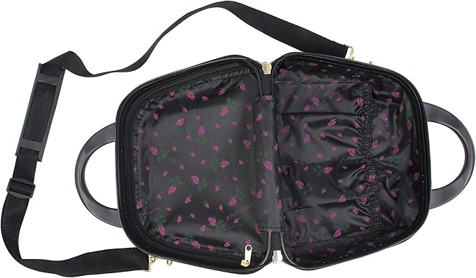 Betsey Johnson Hardside Cosmetic Case - Lightweight Small Size Hardshell Travel Hand Makeup Bag - Adjustable Shoulder Strap - Bag for Women and Girls - Multi-Functional Case