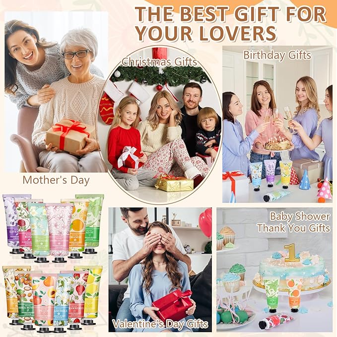 24 Pack Hand Cream Gift Set For Women, Mini Hand Lotion Travel Size in Bulk for Dry Cracked Hands, Graduation Gifts, Teacher Appreciation Gifts, Thanksgiving gift, Bridesmaid Gift,Party Favors