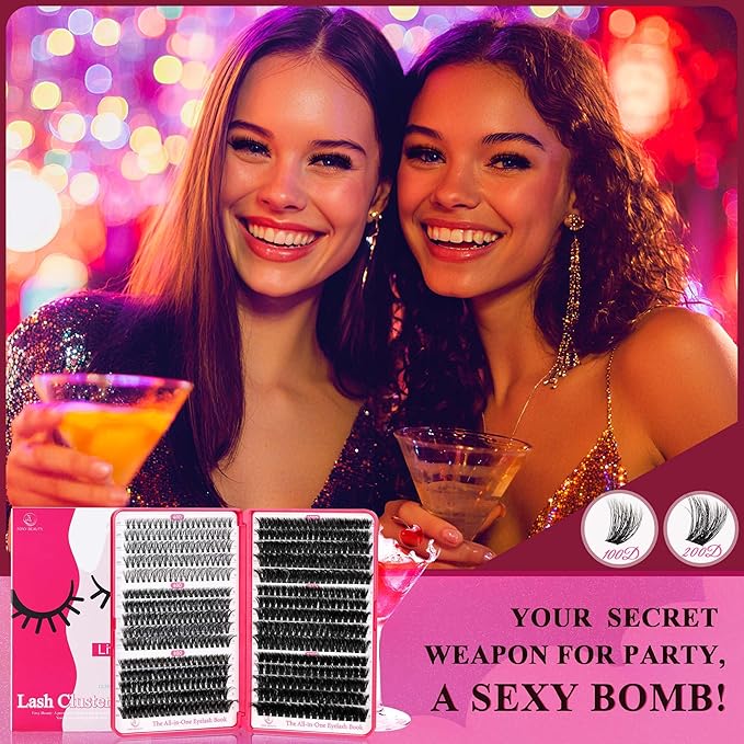 Bombshell X 480Pcs Fluffy Lash Extension D Curl 80/100/150/200D Volume Lash Clusters 10-18mm Mink Eyelash Extension Individual Eyelashes