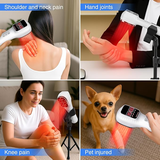 Red Light Therapy Device for Joints & Muscles Pain Relief, Infrared Light Therapy for Body (3x808nm +16X650nm), Handheld Cold Laser Therapy Device for Humans/Pets