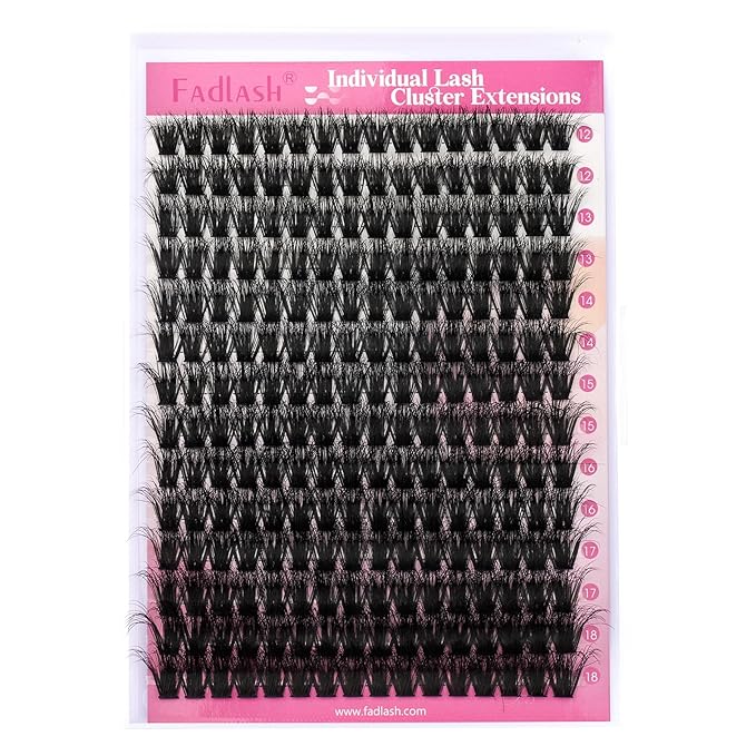 FADLASH Lash Clusters 100D Thick Eyelash Clusters Volume Cluster Eyelash Extensions 12-18mm Individual Lashes C Curl Lash Extension Clusters 3D Effect (100D-0.07-C,12-18mm)