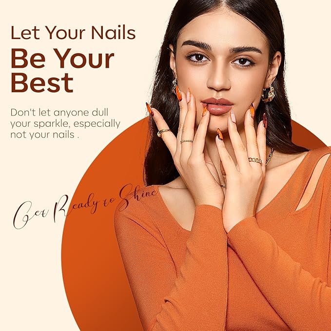 modelones 32 PCS Fall Gel Nail Polish Set, 28 Colors Gel Polish with No Wipe Base Coat, Glitter & Glossy & Matte Top Coat Yellow Orange Brown Nude Glitter Soak Off LED Nail Art Kit Salon at Home